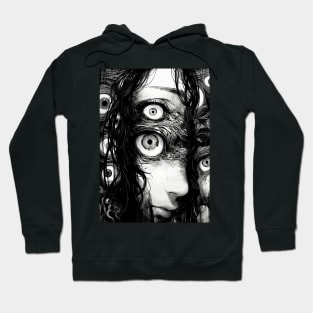 Creepy manga girl eyes horror halloween frightening Hoodie